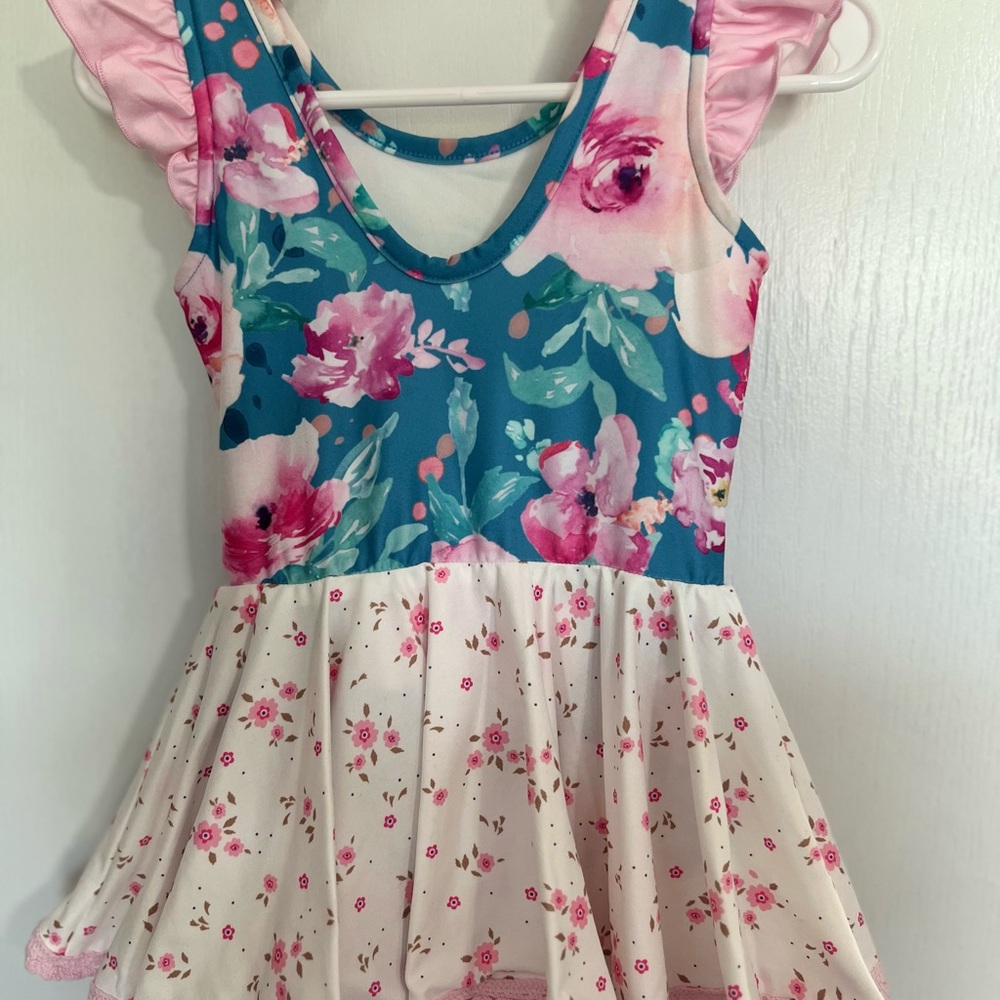 Floral Sleeveless Dress with Ruffle Sleeves